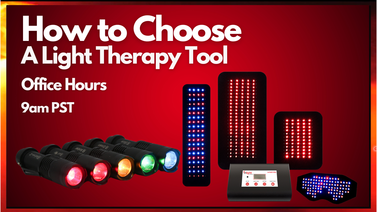 Various light therapy tools, photobiomodulation, photopuncture, light panels